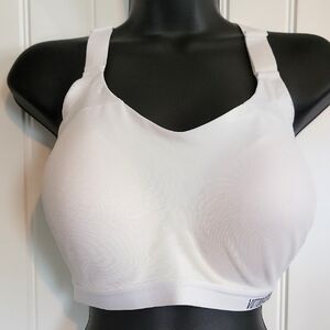 36DD Victoria Sport White Racerback Sports Bra With Lace
